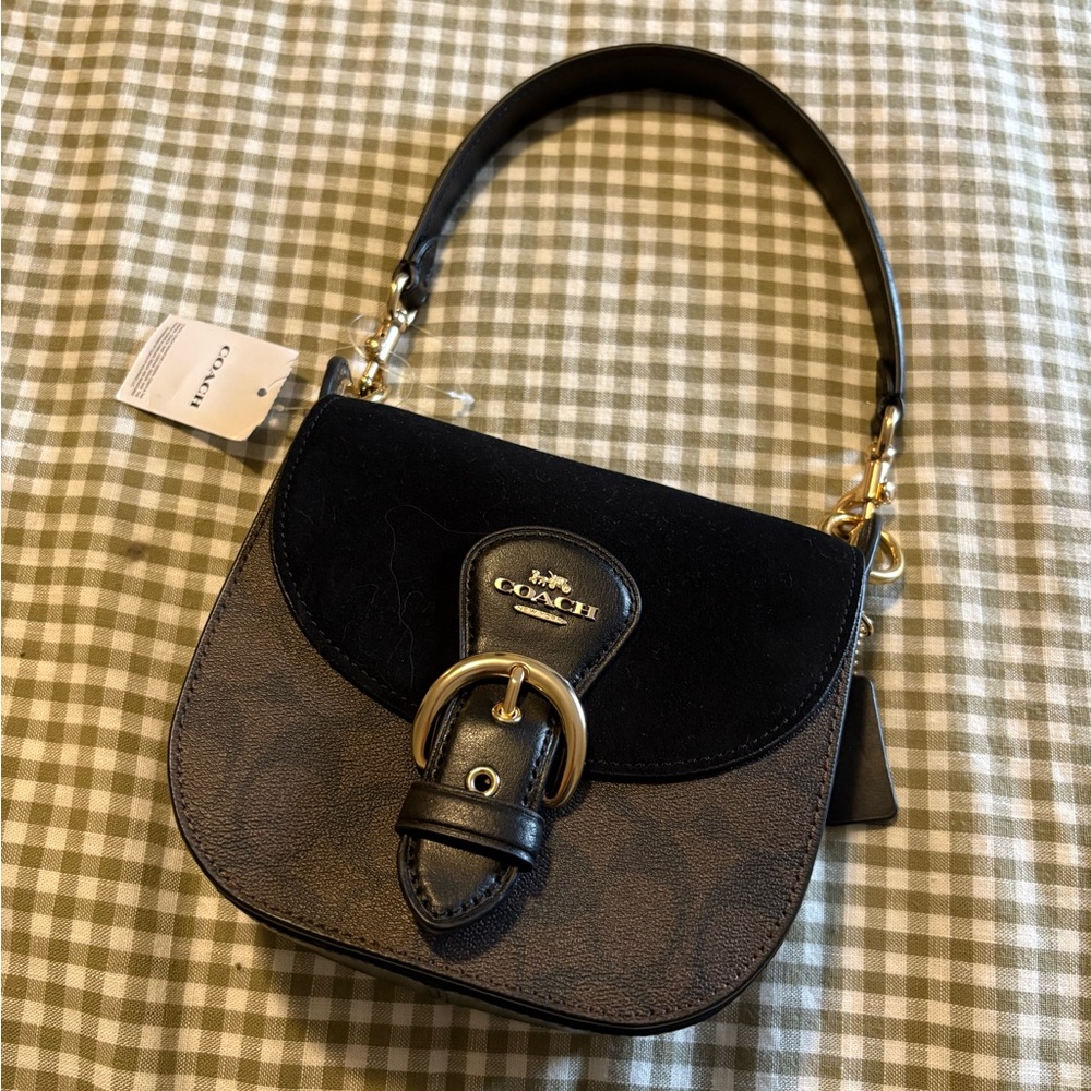Coach Kleo Suede Bag Brown and Black